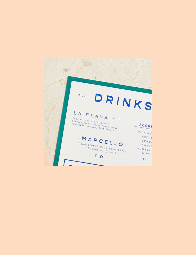 La Ventura drink menu