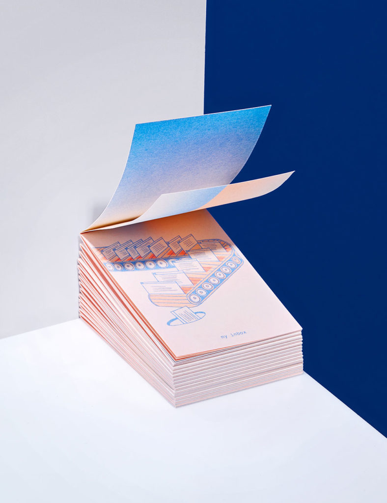 stack of illustrated risograph printed booklets
