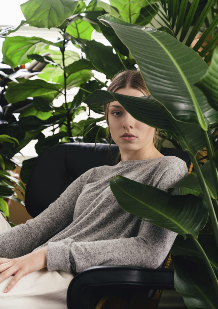 Woman and many plants