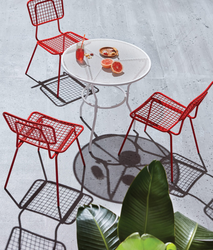 Outdoor furniture and fruits