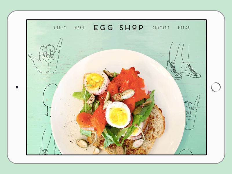 Tablet mock-up of Egg Shop website