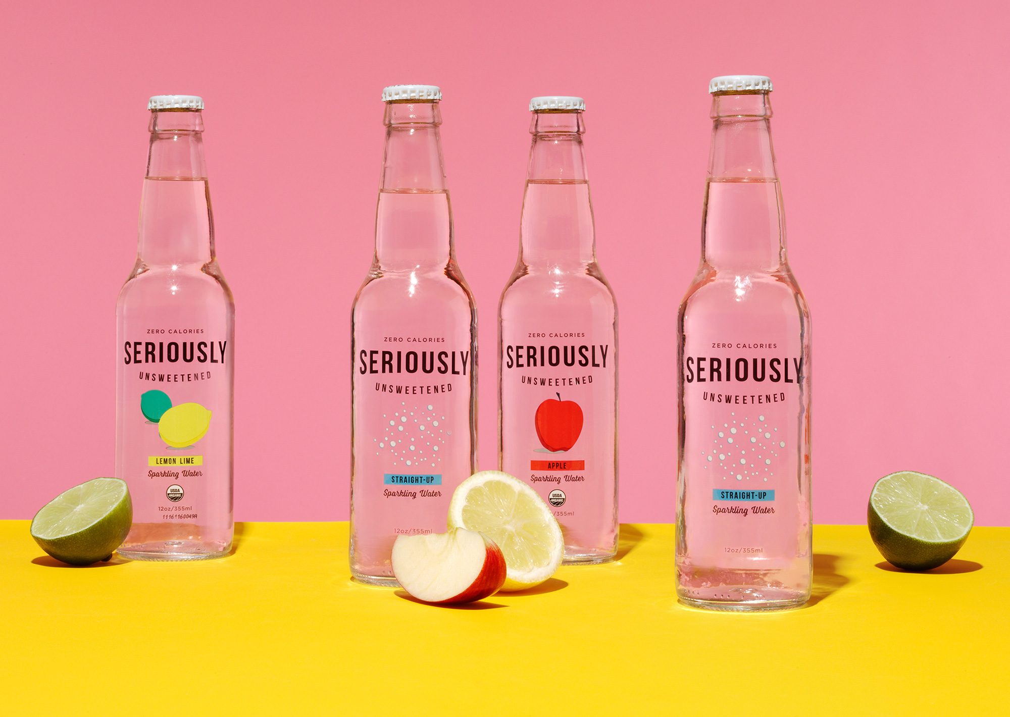 bottles of Seriously Unsweetened seltzer