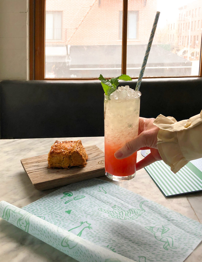 A cocktail and a scone