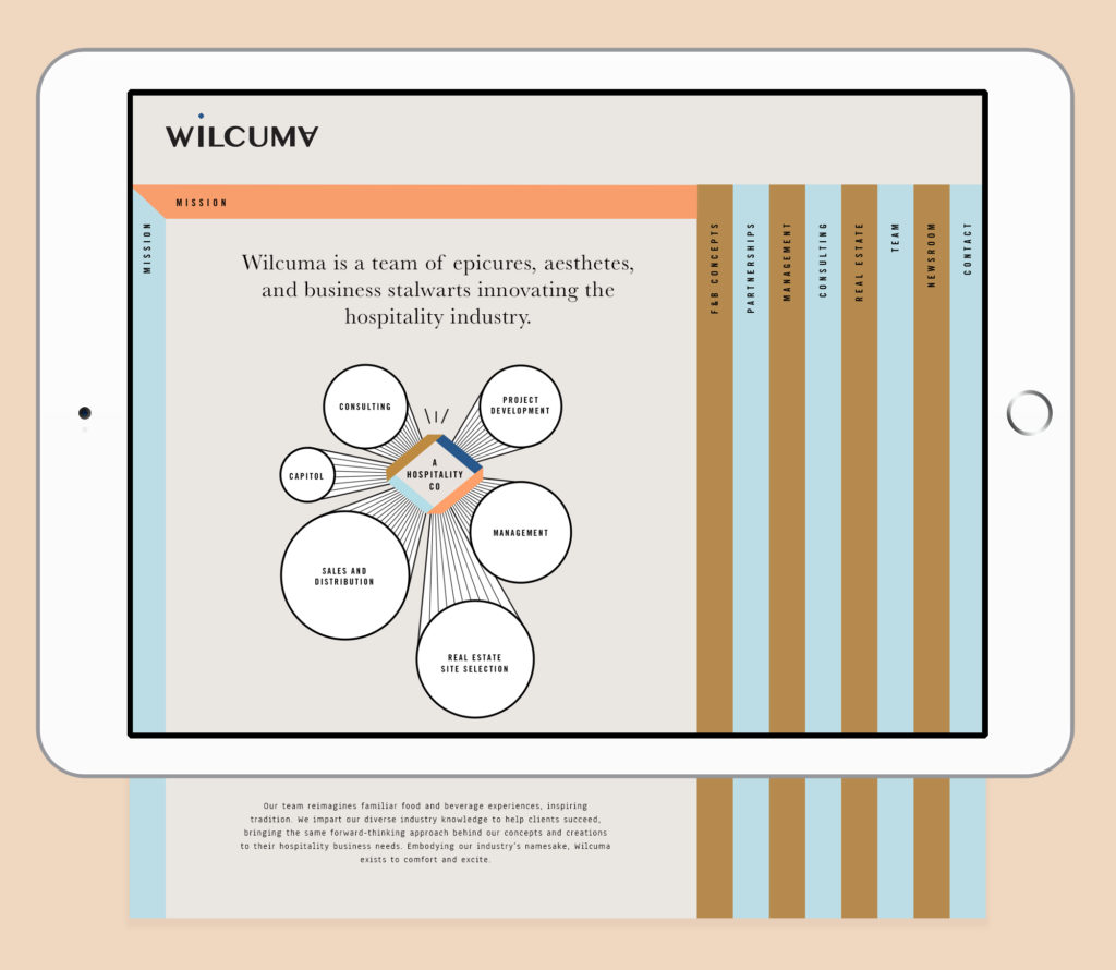 Tablet mock-up of Wilcuma website