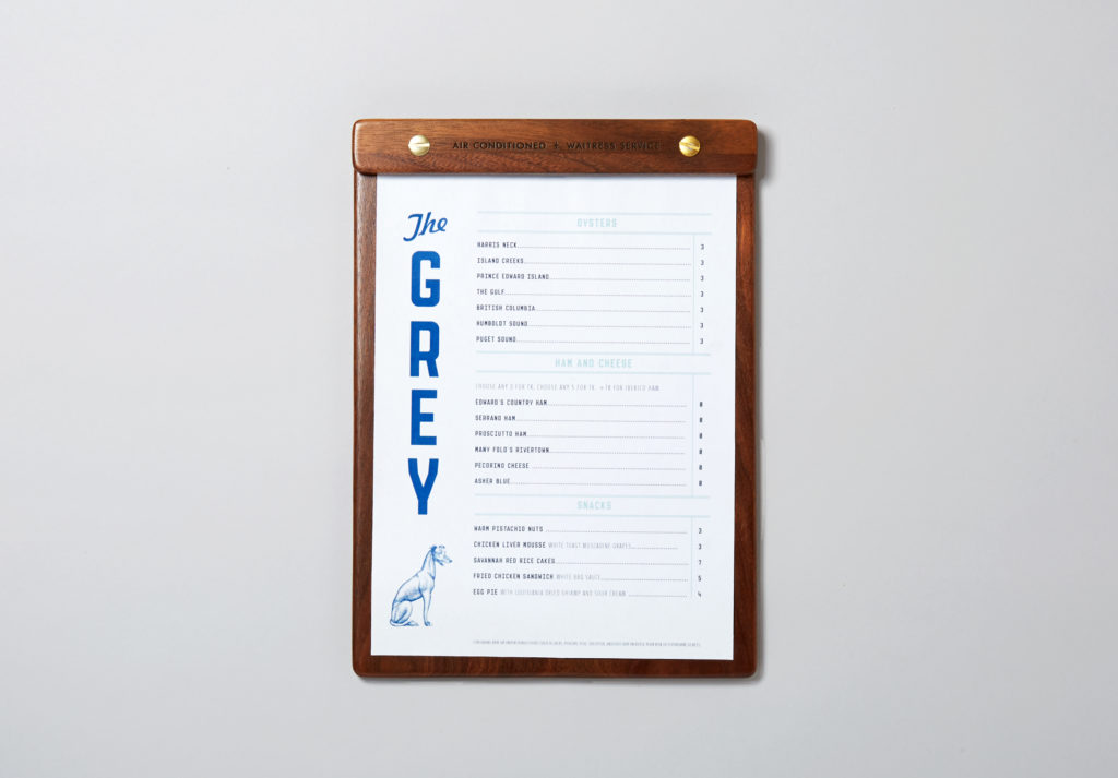 The Grey restaurant menu
