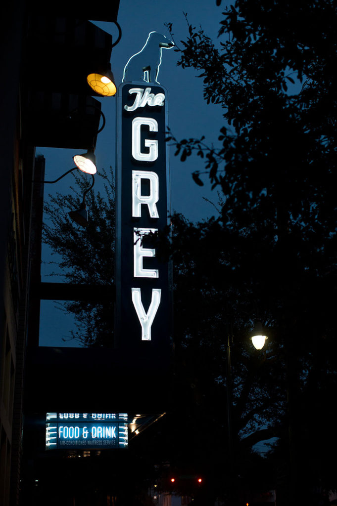 The Grey restaurant neon signage